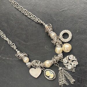 Elegant BeBe Silver Charm statement Necklace